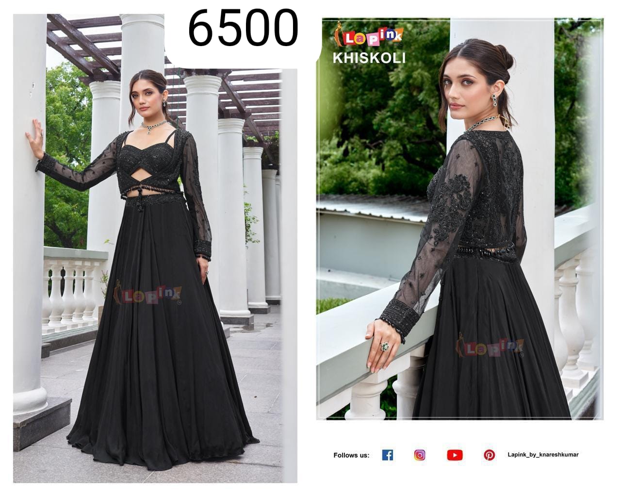 Khiskoli Black Designer Fusion Lehenga Set