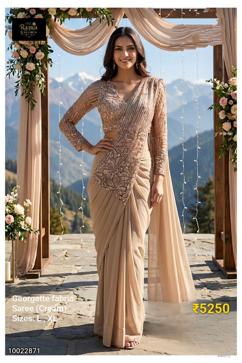 Ready to wear saree cream