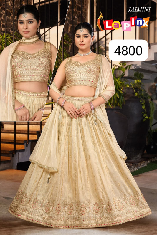 Jaimini Traditional Gold Embroidered Lehenga Set