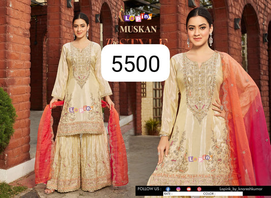 Muskan Designer Embroidered Sharara Set