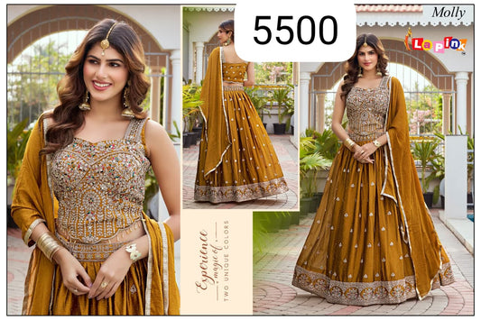 Ishika Molly Luxury Mustard Handwork Lehenga Set