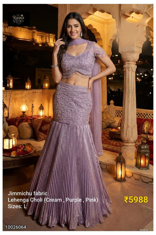 Lavender Embroidered Lehenga Choli Set